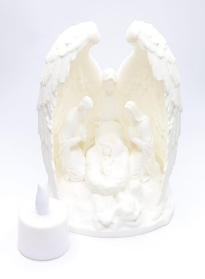 HICHISO Nativity Angel Scene Tealight Holder with Free TEALIGHT | Holy Family Christmas Decor Showpiece | Angel Wings Night Lamp for Prayer Room, Living Room | Spiritual Home Decor & Gift Item - Image 5